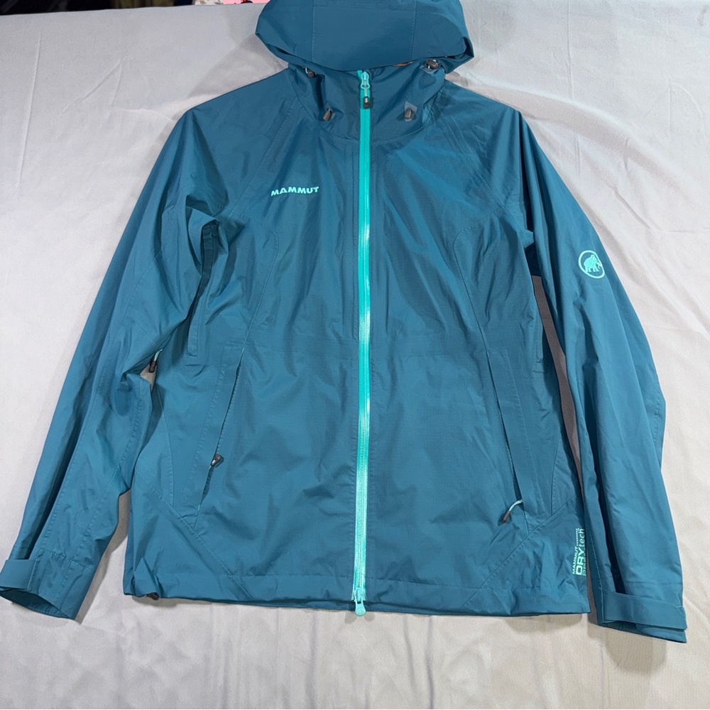 Mammut Jacket Mens Medium Blue DRYtech Premium Hooded Waterproof Windbreaker